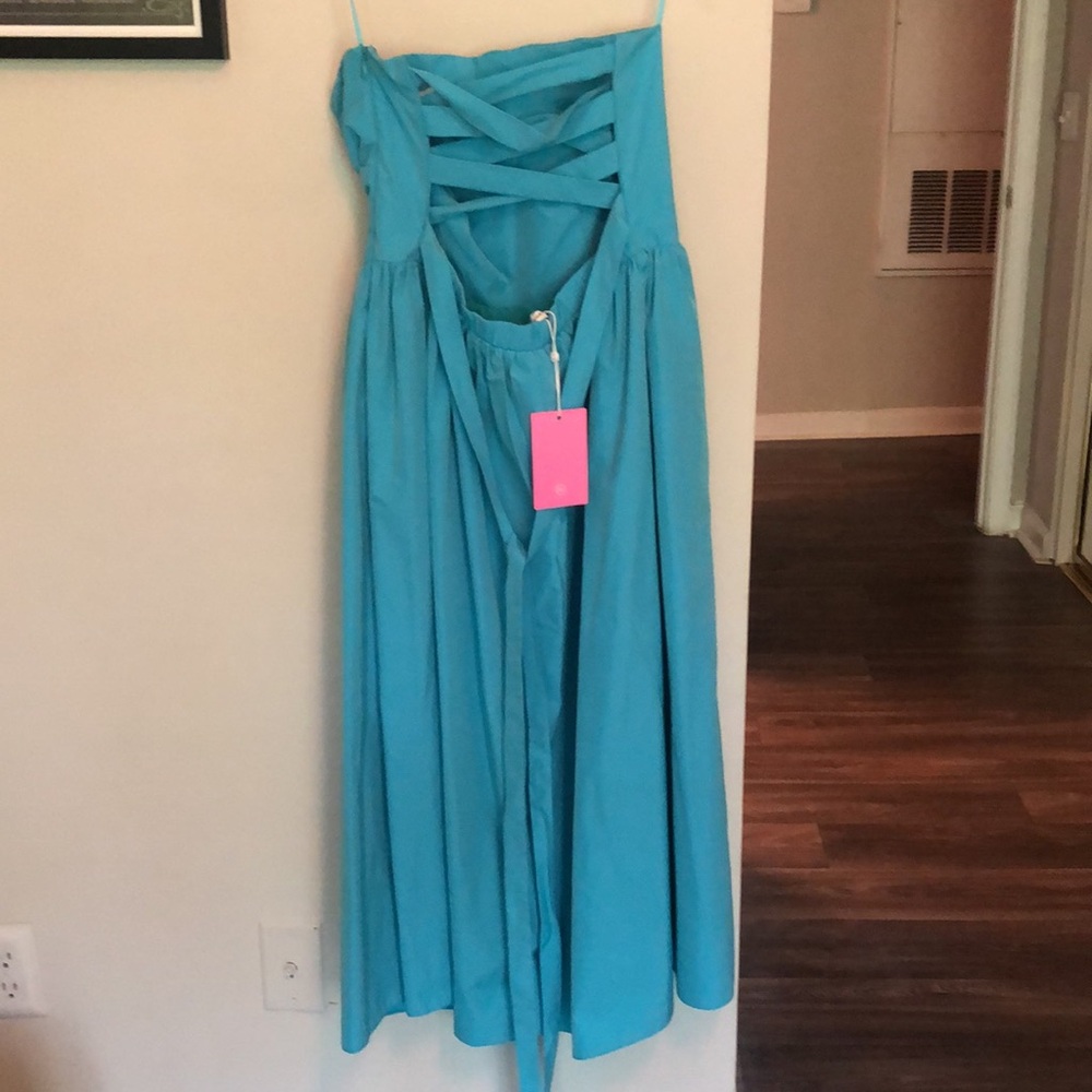 Amanda Uprichard Gaston Strapless Dress in Marina Blue Size Medium - Picture 10 of 11